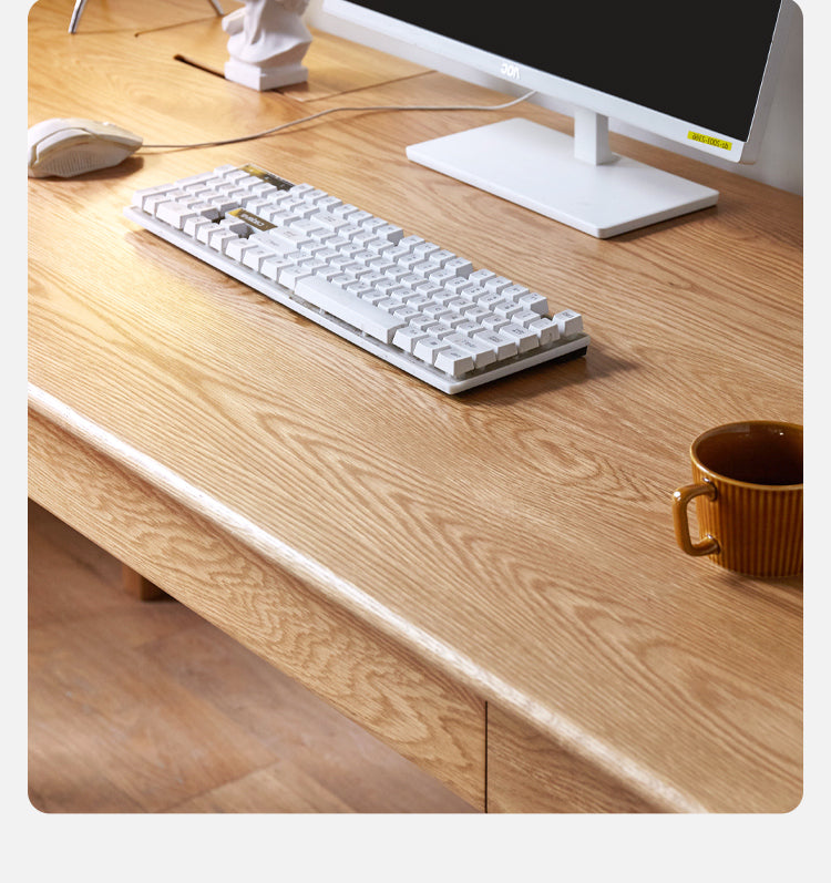 Oak, Ash Solid Wood USB Office Desk