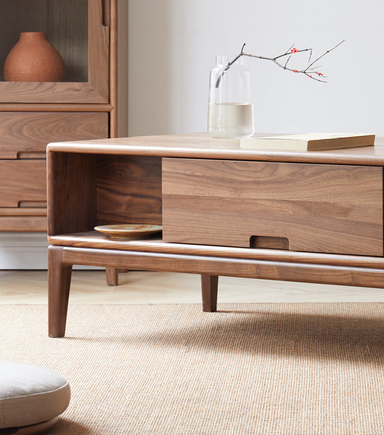 Black Walnut, Ash Solid Wood Modern Coffee Table