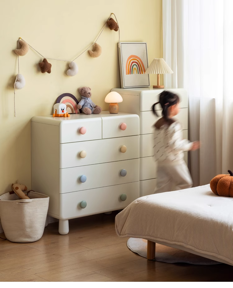 Rubber Solid Wood Children's Storage Cabinet.