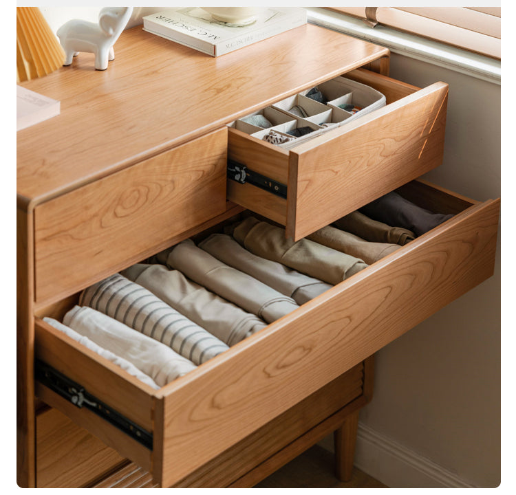 Cherry Solid Wood Vintage Dresser, Drawer