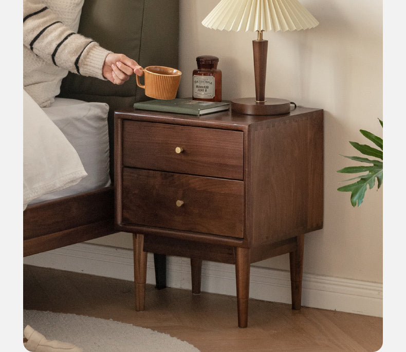 Black Walnut Solid Wood Nightstand.