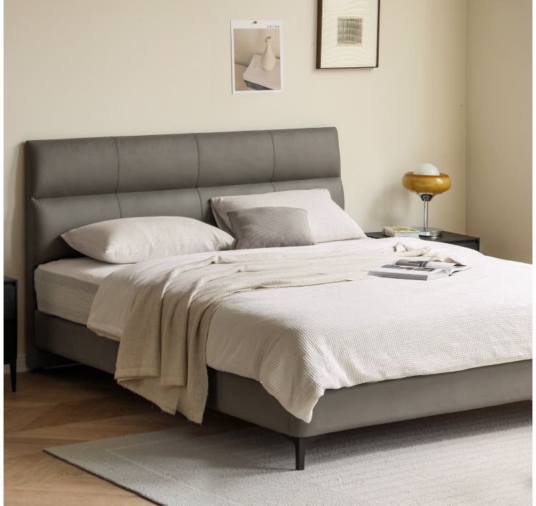 Luxury Genuine Leather Modern Minimalist Bed