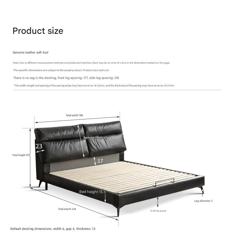Leather Upholstered Bed with Down Filling
