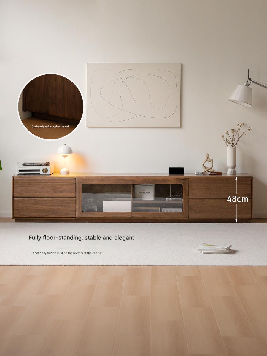 Black Walnut, Ash Solid Wood Floor TV Cabinet