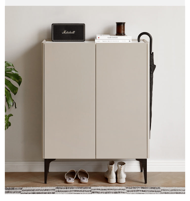 Light luxury Slab top Ash solid wood shoe cabinet"