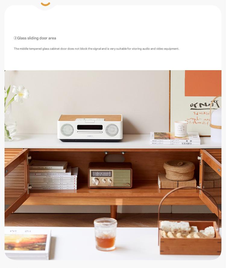 Pine Solid Wood Modern Rock Floor TV Cabinet.