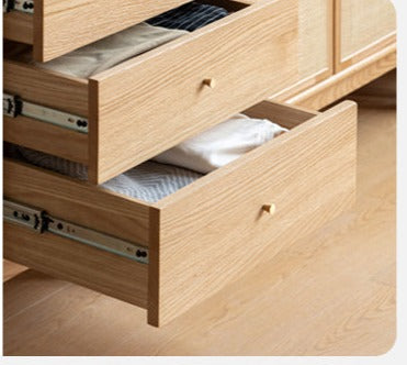 Oak Solid Wood Rattan Wardrobe.