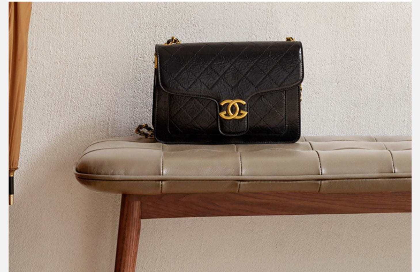 Oak Solid Wood Genuine Leather Bench