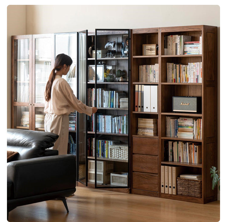 Oak, Solid Rubberwood Modern Bookcase Storage