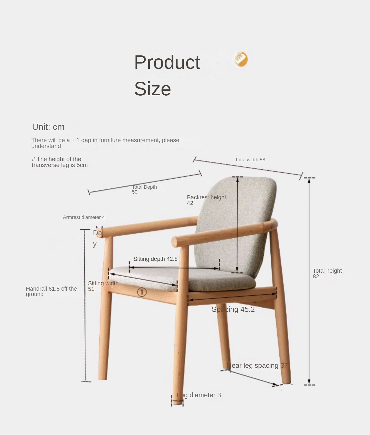 Beech Solid Wood Armchair Nordic)