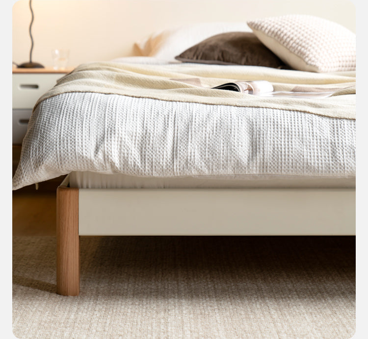 Poplar Solid Wood platform bed, headboard-free bed