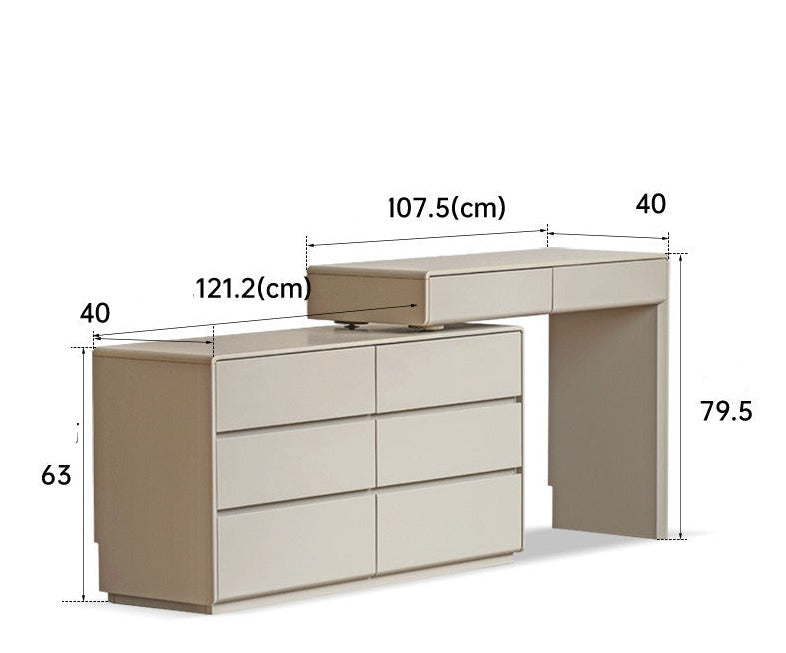 Poplar Solid Wood, Solid Rubberwood L-Shape Dressing Table