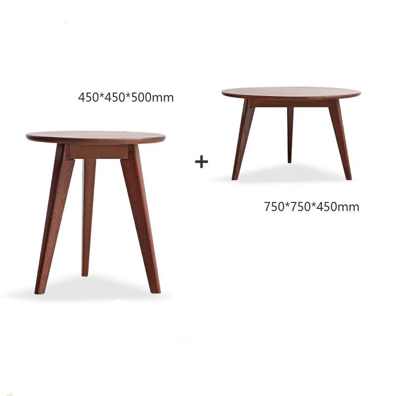 Round Coffee table OAK solid wood ,walnut color+