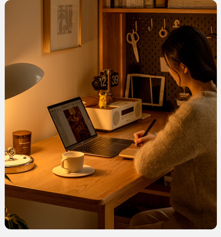Oak Solid Wood Integrated Desk Cabinet