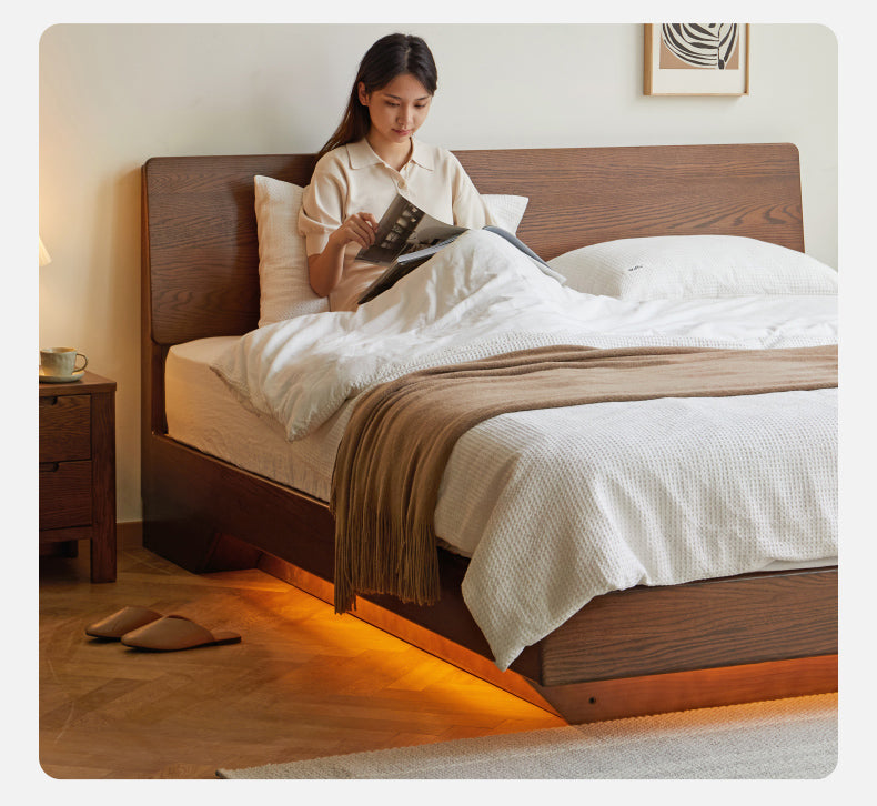 Black Walnut, Oak Suspended Luminous Box Bed