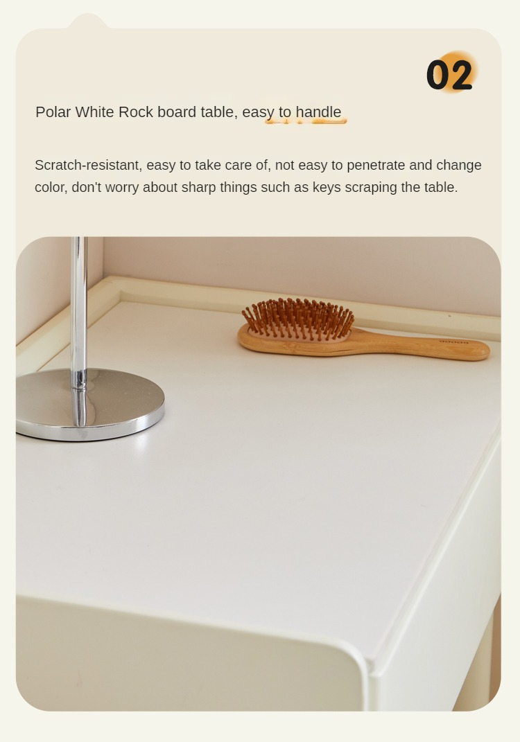 Pine Solid Wood Makeup Table Cream Style.