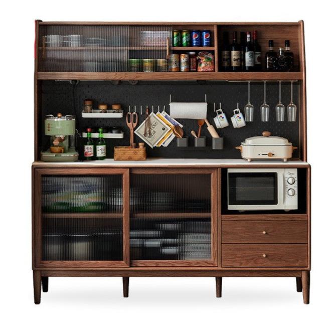 Ash Solid Wood Sideboard High Wine Cabinet Buffet
