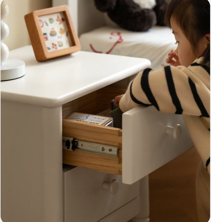 Poplar Solid Wood American White Kids Nightstand