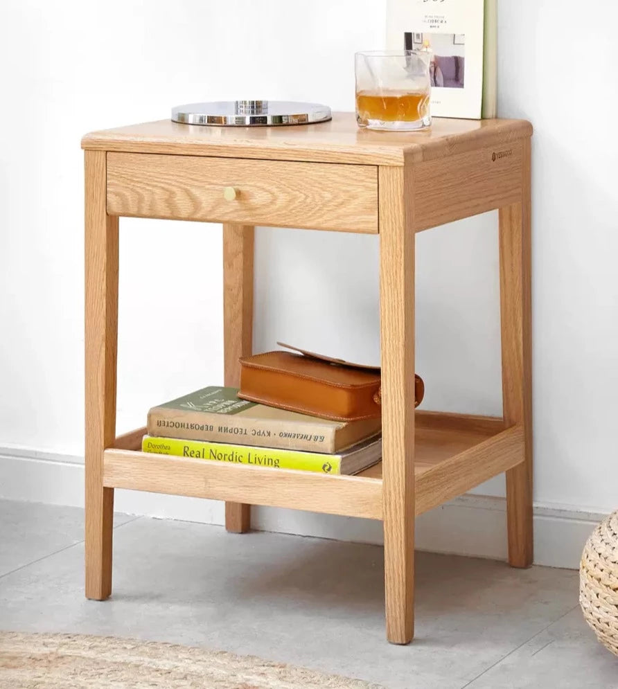 Oak, Black Walnut, Solid RubberWood Nightstand, Side Table.