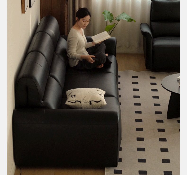 Genuine leather Sofa Bed Italian Light Luxury.