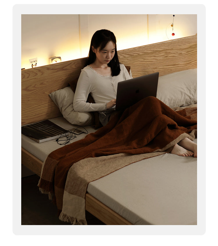 Oak Solid Wood with LED Light Bed