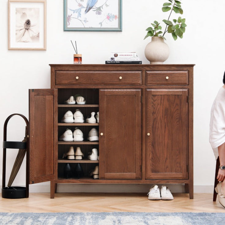 Oak Solid Wood American Style Shoe Cabinet