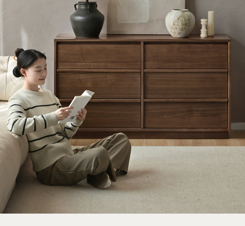 Black Walnut, Poplar Solid Wood Drawer Cabinet