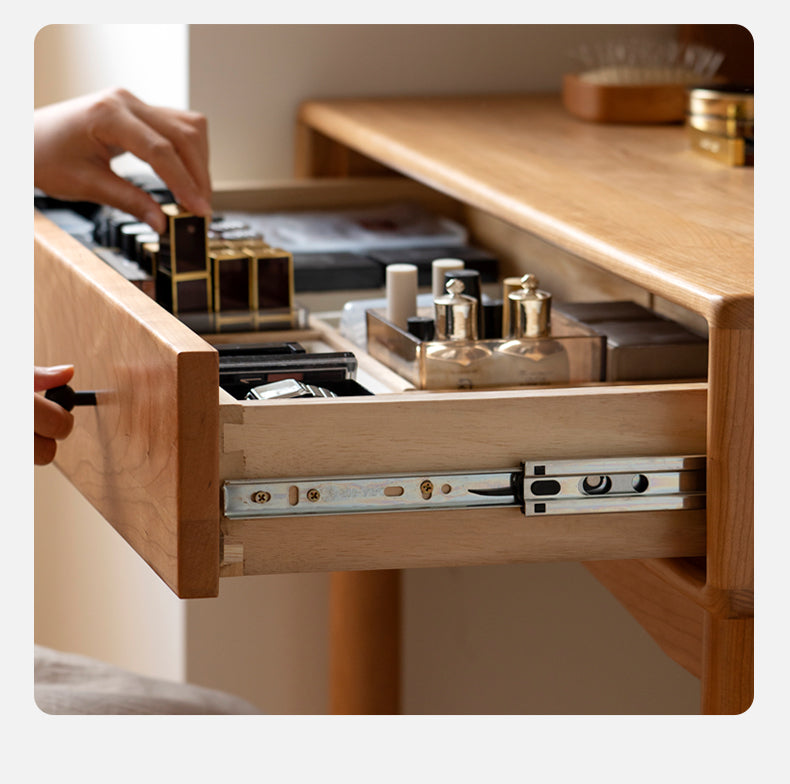 Cherry Solid Wood Multi-Functional Storage Dressing Table.