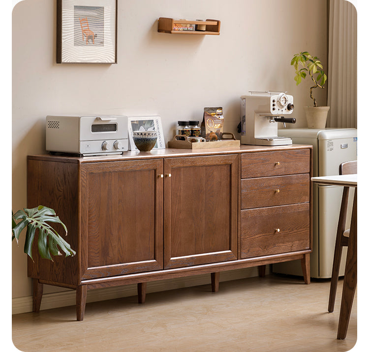 Oak Solid Wood, Solid Rubberwood Modern Dining Sideboard