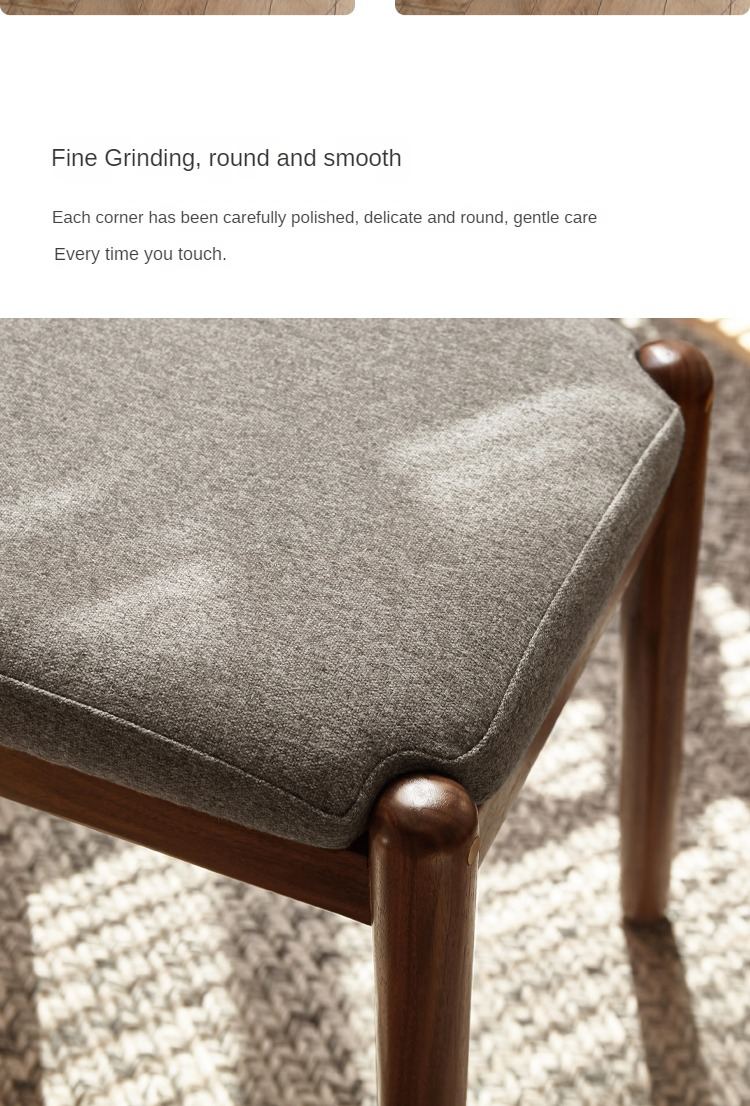 Black Walnut Solid Wood Square Makeup Stool