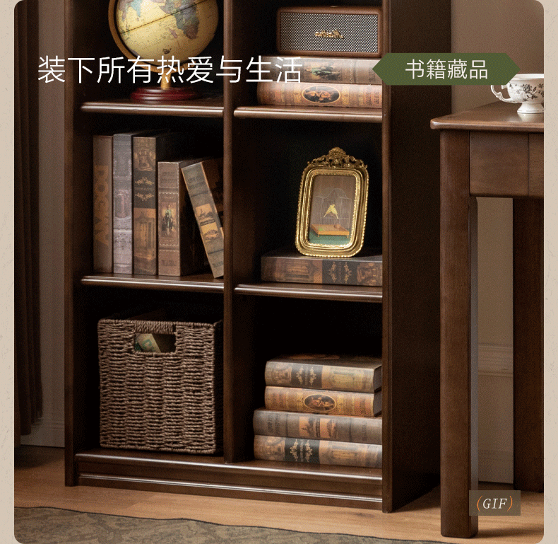 Poplar Solid Wood French Retro Side Cabinet
