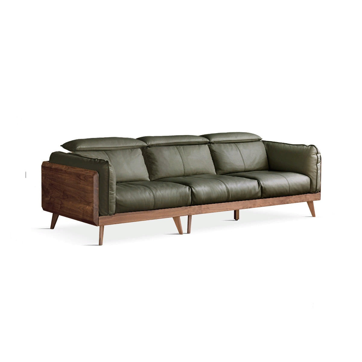 Black Walnut, Ash Solid Wood Genuine Leather Down Sofa.