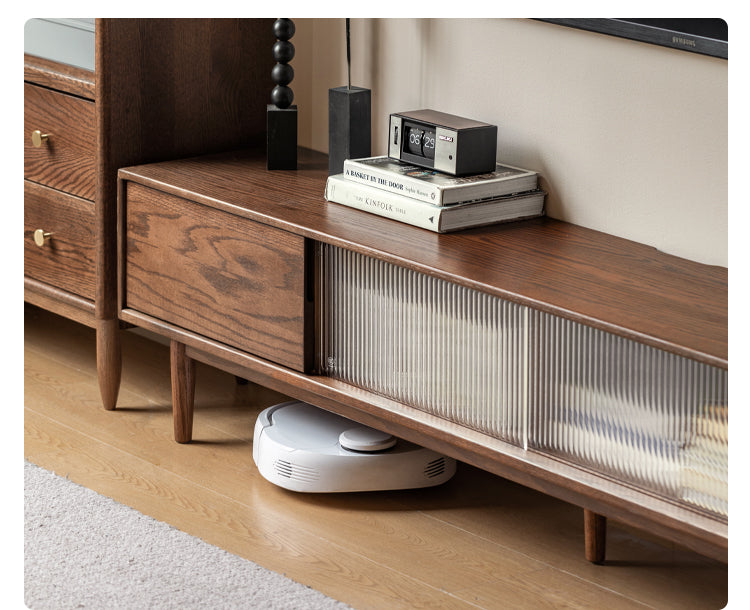 Oak Solid Wood Modern Simple Floor TV Cabinet.
