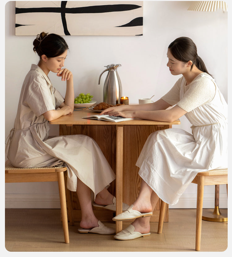 Ash, Oak Solid Wood Folding Dining Table