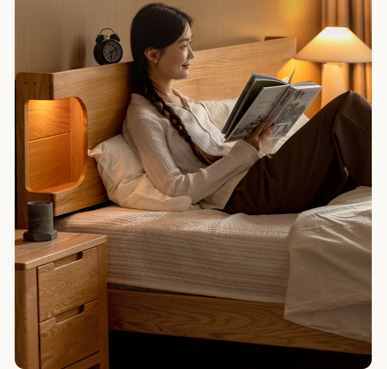Oak Solid Wood Luminous Bed