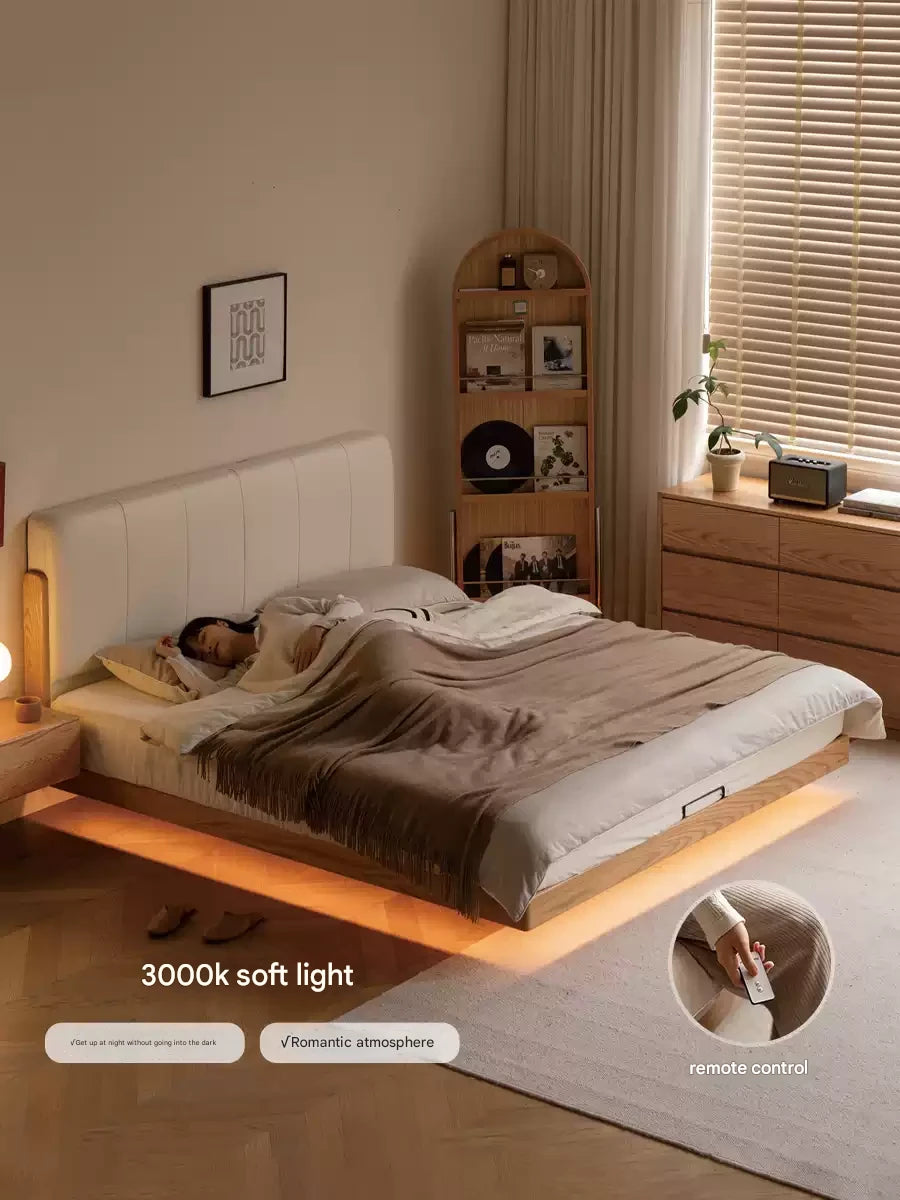 Oak Solid Wood Modern Simple Soft Leaning Bed