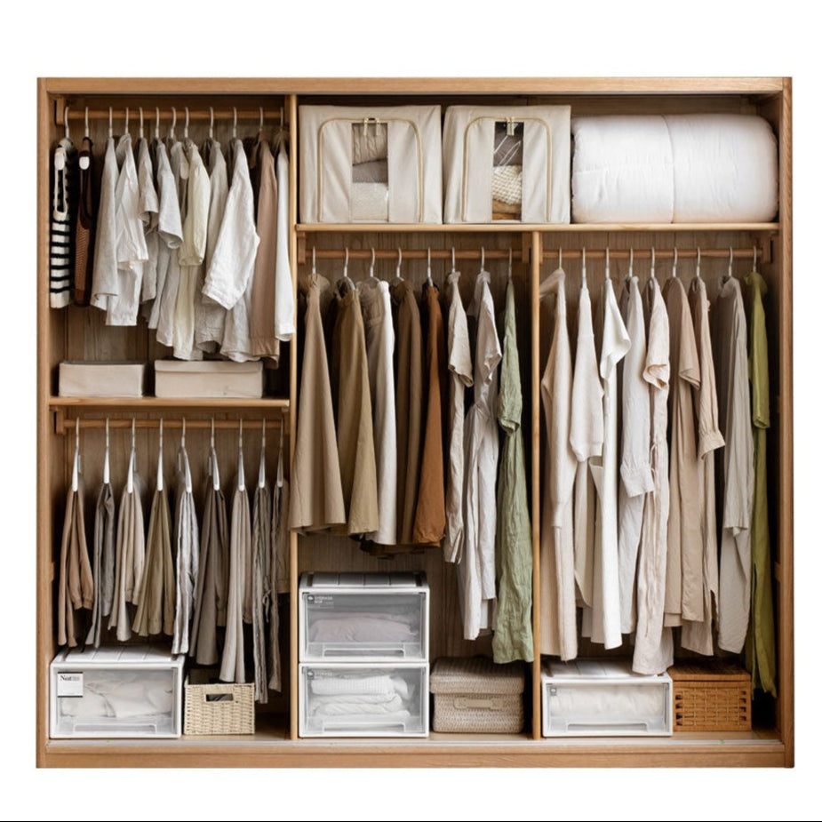 Oak Solid Wood Sliding Door Wardrobe.