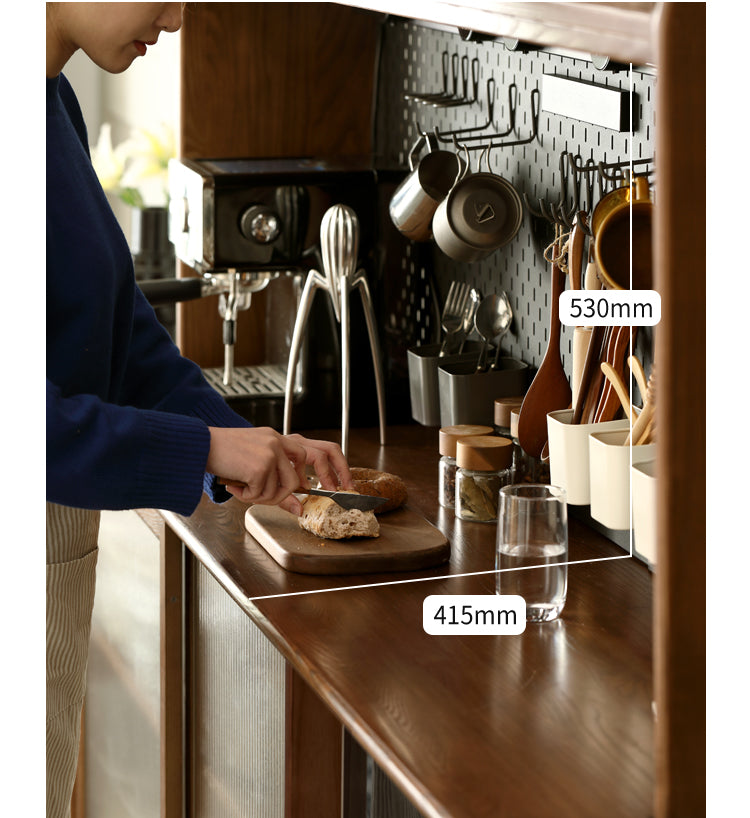 Ash Solid Wood Sideboard High Wine Cabinet Buffet