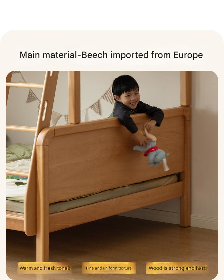 Beech Solid Wood Children's Bunk Bed.
