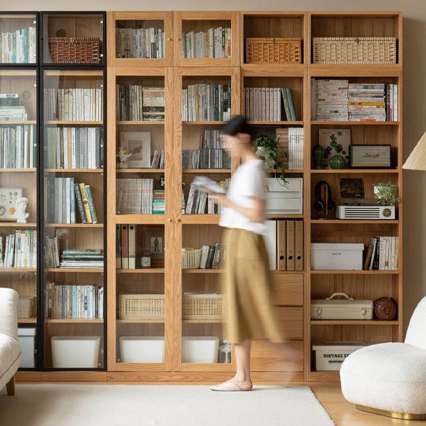 Oak, Solid Rubberwood Bookshelf, Bookcase