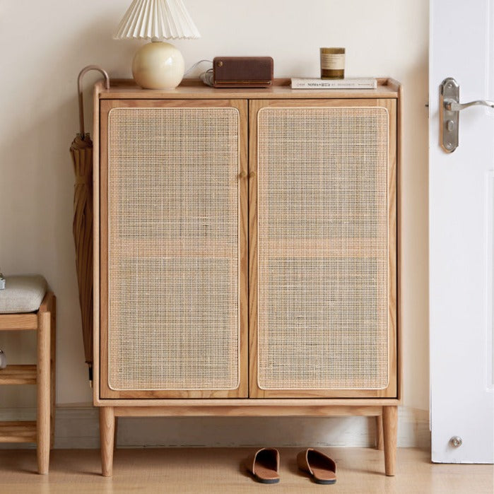 Oak, Black Walnut, Cherry Solid Wood Shoe Cabinet