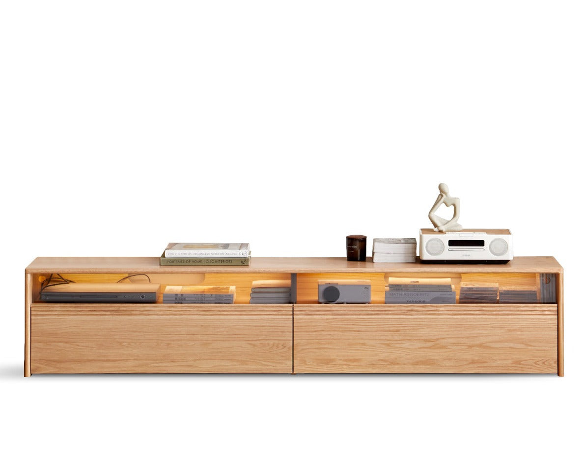 Oak, Cherry Wood, Black Walnut, TV Stand Floor Cabinet