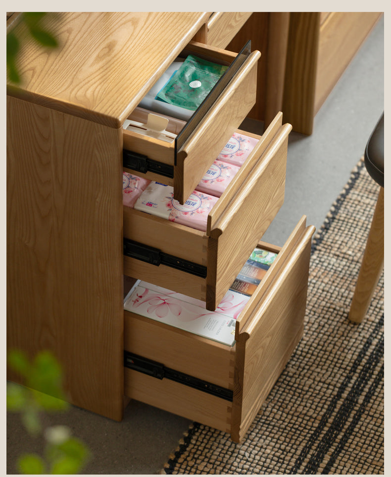 Ash Solid Wood Modern Multifunctional Vanity Table