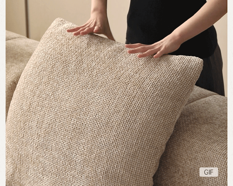 Pine Solid Wood Modular Sectional Sofa in Chenille Faux Linen with Feather-Filled Cushions, Chaise and Ottoman Options