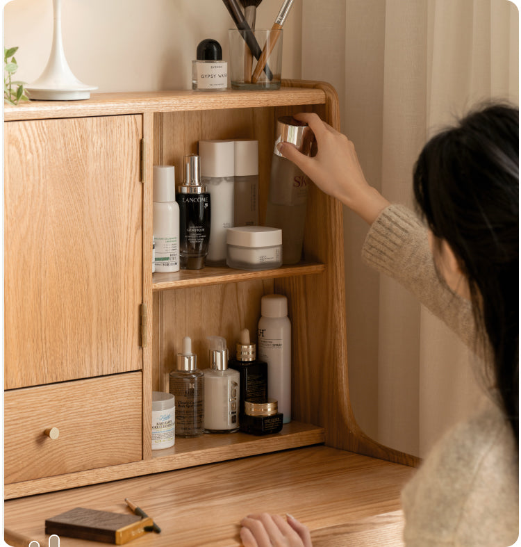 Oak Solid Wood, Solid Rubberwood Dressing Table, Makeup Table.