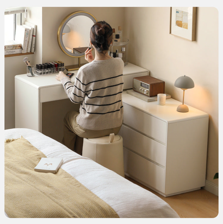 Poplar Solid Wood, Solid Rubberwood L-Shape Dressing Table