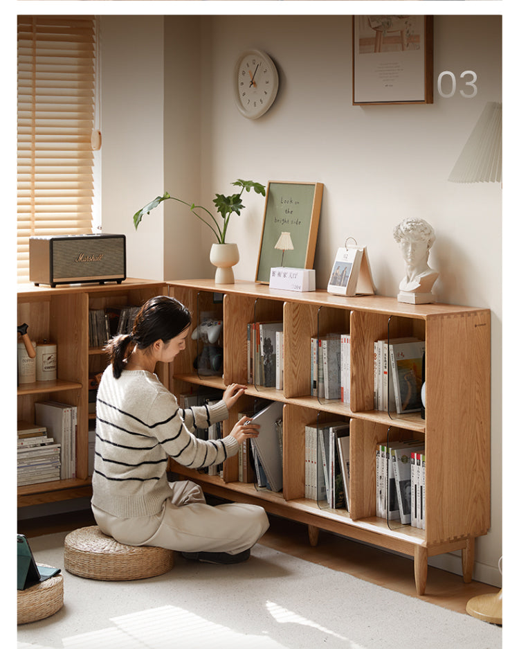 Oak, Ash Solid Wood Integrated Display Bookcase.