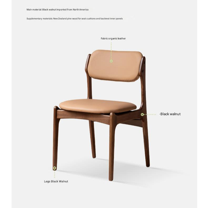 Black Walnut, Sandalwood Solid Wood Modern Dining Chair