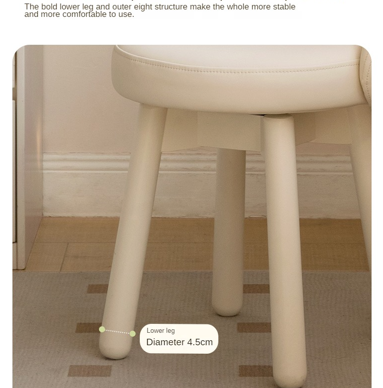 Makeup Stool 360° Free Rrotation Cream Style Birch Solid Wood
