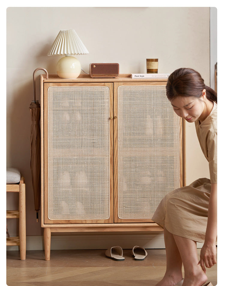 Oak, Black Walnut, Beech Solid Wood Shoe Cabinet
